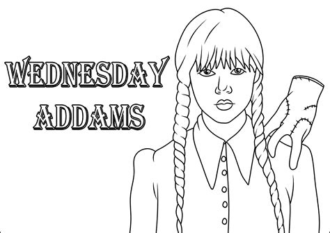 wednesday addams ausmalbilder|Wednesday Coloring pages for kids (Free PDF。